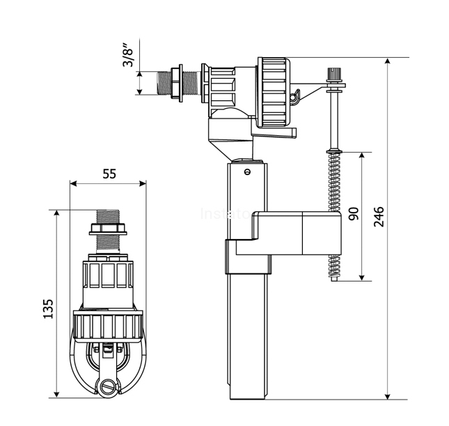 rysunek techniczny zawór cersanit napełniający