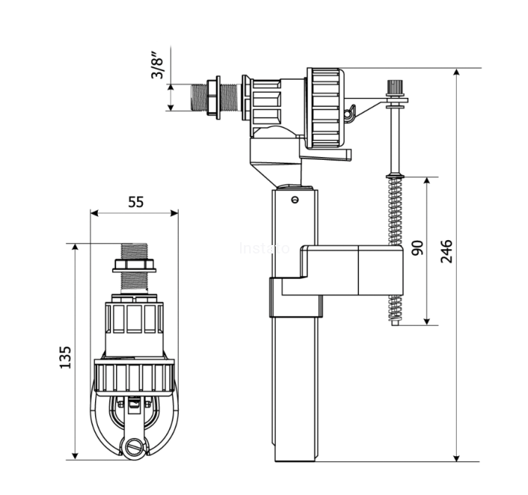 rysunek techniczny zawór cersanit 3/8